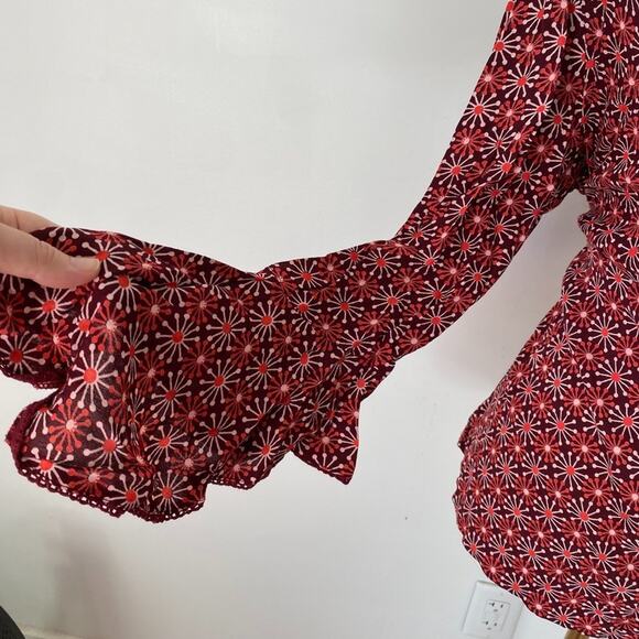 DCC Womens Y2K Babydoll Top Size L Tie Back Flare Sleeve Whimsigoth Fairy Grunge - Picture 3 of 9